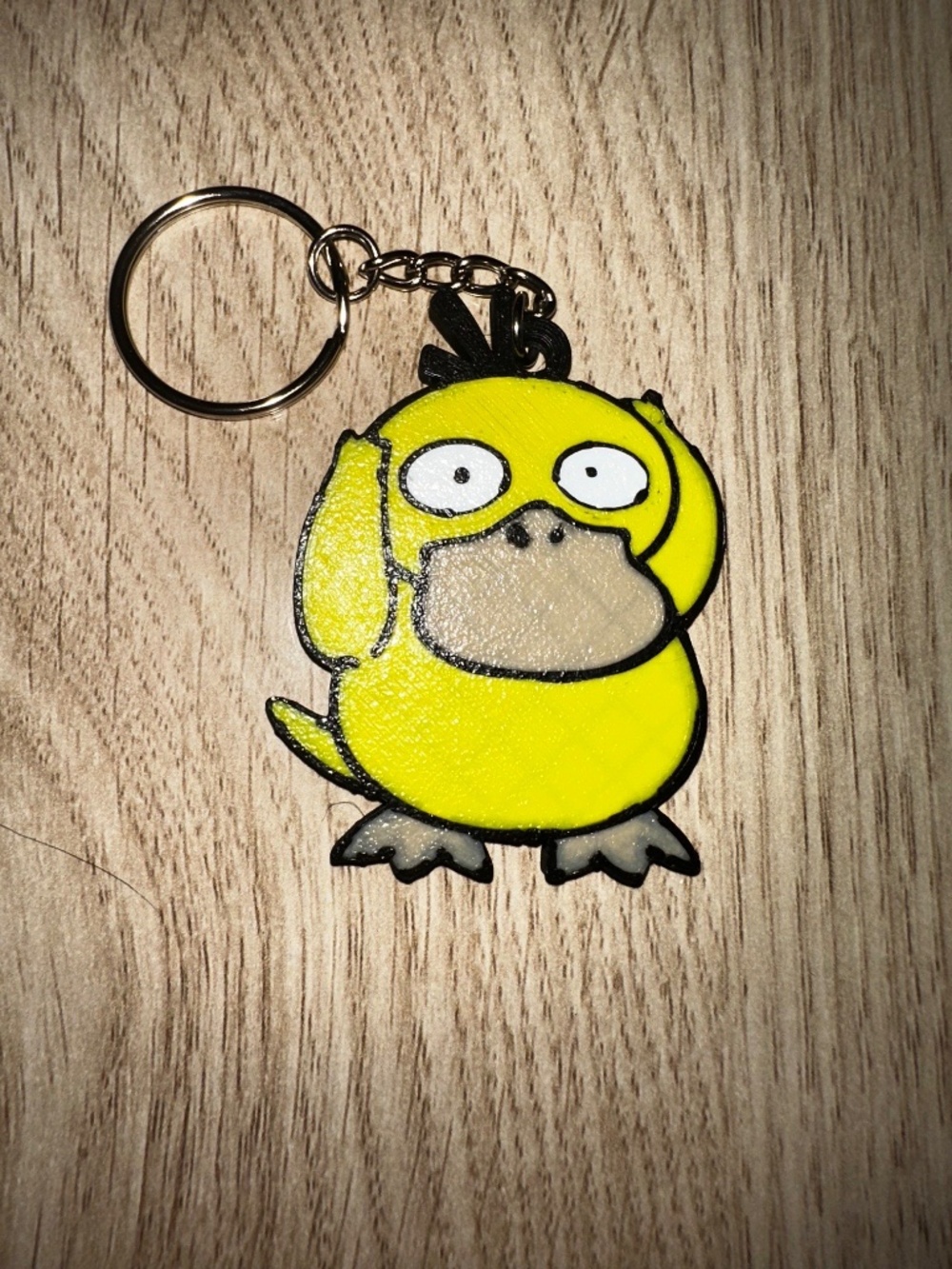 Yellow Confused Duckling Keychain – 3D Printed Headache Duck Key Ring